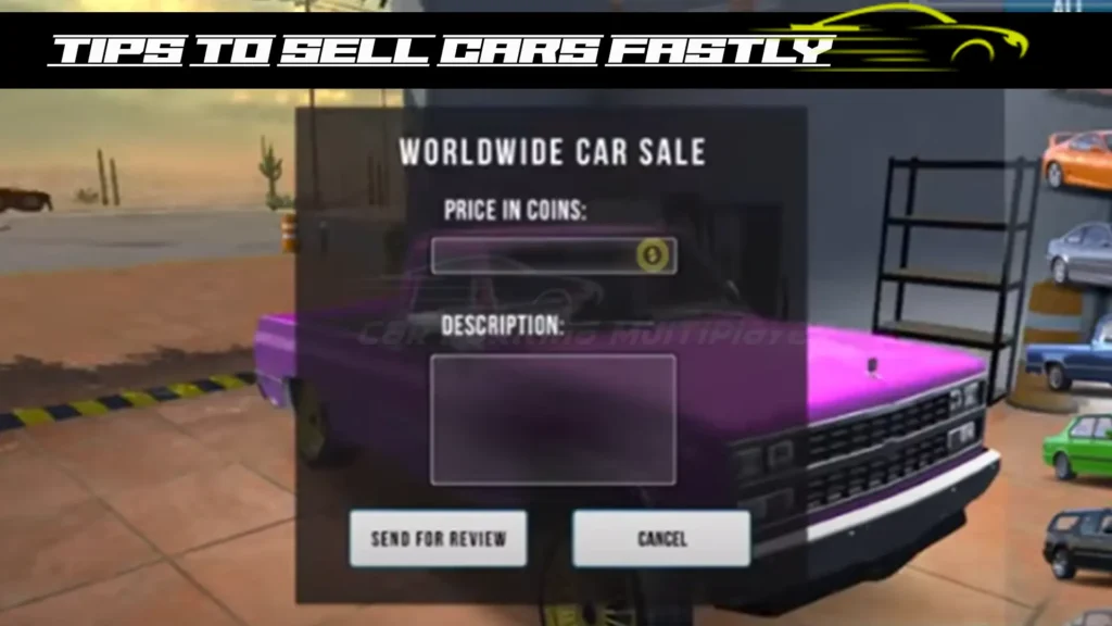 how to sell cars in car parking multiplayer